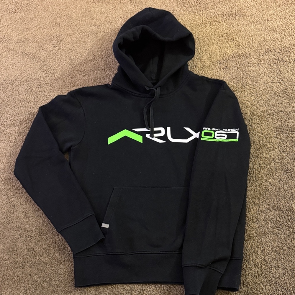 RLX Ralph Lauren Black Hoodie with Green and White Accents - Picture 2 of 4
